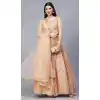 Zari Work Nylon Net Party Wear Lehenga Choli In Peach - 8112180409