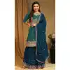 Faux Georgette Sequins Embroidery Work Festival Wear Sharara Suit In Aqua Blue - 8118180433