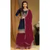 Faux Georgette Sequins Embroidery Work Festival Wear Sharara Suit In Blue - 8118180436