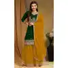 Faux Georgette Sequins Embroidery Work Festival Wear Sharara Suit In Green - 8118180437