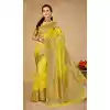 Lemon Color Organza Traditional Zari Weaving Work Function Wear Saree - 8119180438