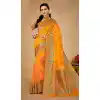Orange Color Organza Traditional Zari Weaving Work Function Wear Saree - 8119180439