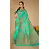Sea Green Color Organza Traditional Zari Weaving Work Function Wear Saree - 8119180441