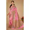 Pink Color Organza Traditional Zari Weaving Work Function Wear Saree - 8119180442