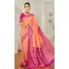 Jamdani Silk Peach Color Zari Weaving Work Traditional Festival Wear Saree - 8120180443