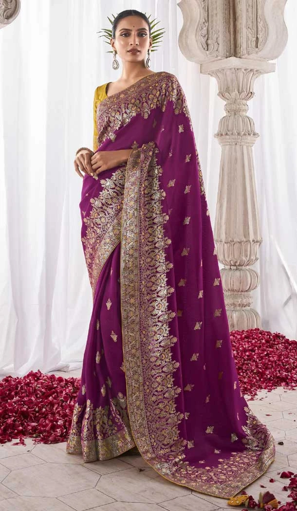 Purple Kora Silk With Weaving Work Traditional Function Wear Designer Saree - 8138180616