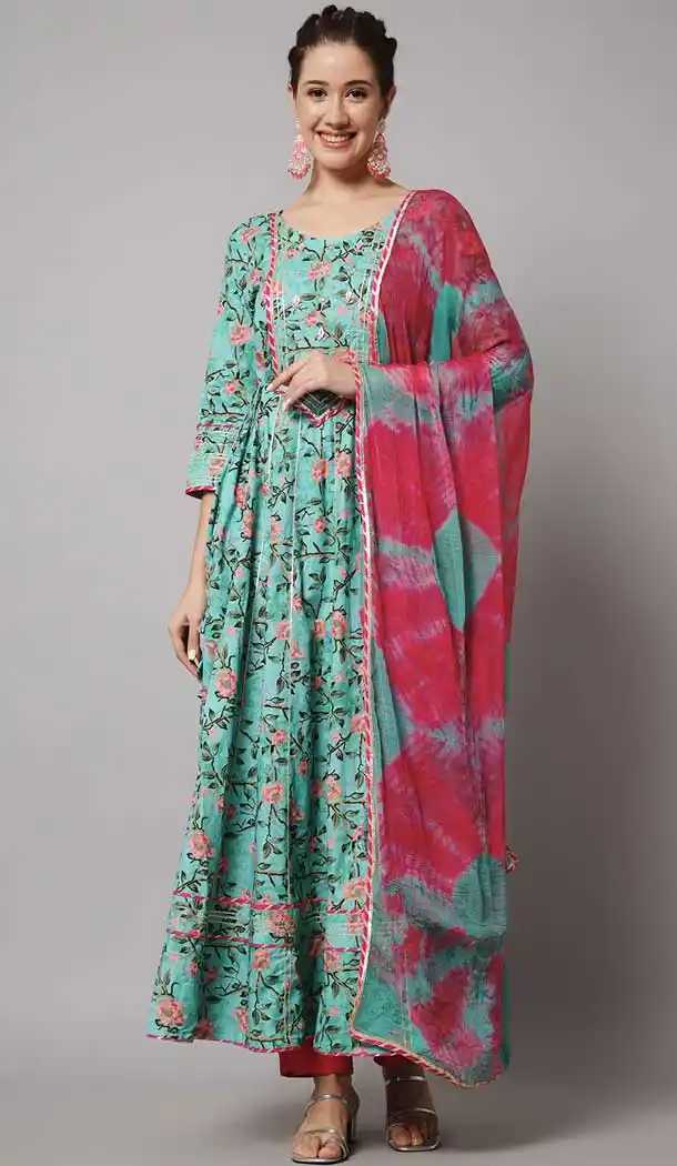 Viscose Rayon Multi Color Embroidery Work Festival Wear Anarkali Salwar Suit - 8145180662