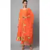 Viscose Rayon Orange Color Embroidery Work Festival Wear Anarkali Salwar Suit - 8145180663