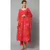 Viscose Rayon Red Color Embroidery Work Festival Wear Anarkali Salwar Suit - 8145180664