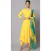 Viscose Rayon Yellow Color Embroidery Work Festival Wear Anarkali Salwar Suit - 8145180665