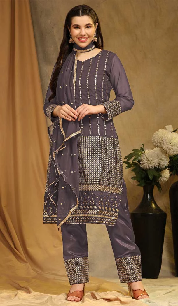 Traditional Chocolate Faux Georgette Casual Wear Pakistani Salwar Kameez - 8153180757