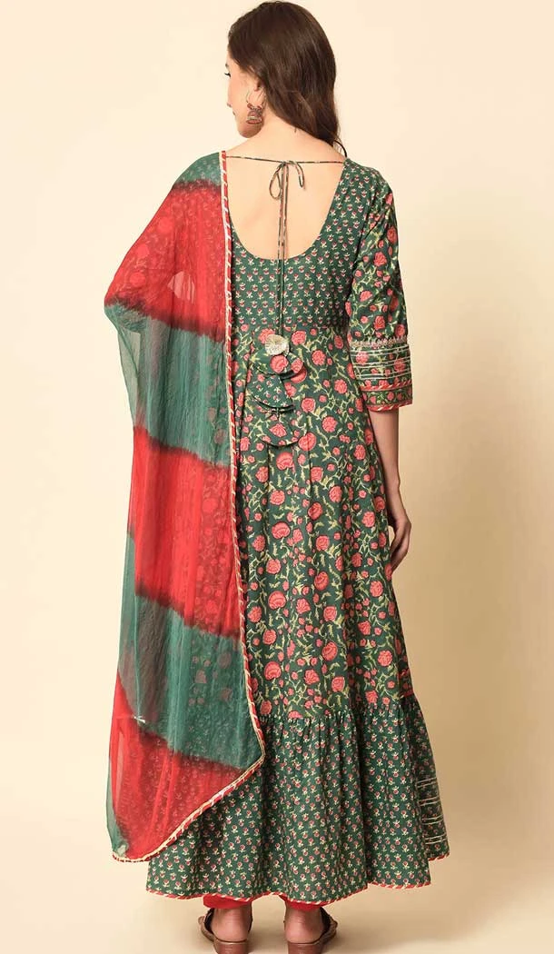 Multi Color Rayon With Floral Print Work Casual Wear Readymade Salwar Kameez - 8169180863