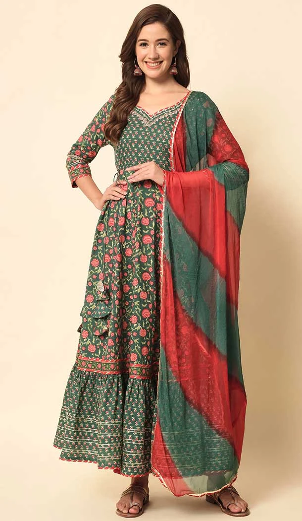 Multi Color Rayon With Floral Print Work Casual Wear Readymade Salwar Kameez - 8169180863