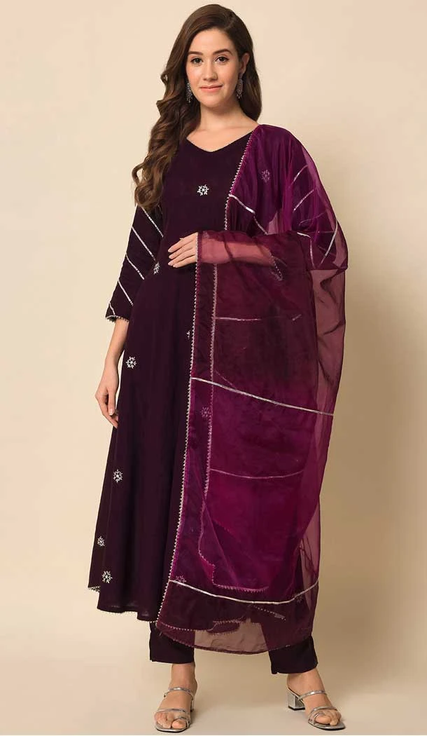 Wine Color Rayon With Embroidery Work Casual Wear Readymade Salwar Kameez - 8169180865