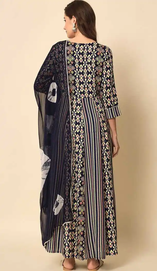 Multi Color Rayon With Printed Work Casual Wear Readymade Salwar Kameez - 8169180866