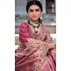 Tissue Silk Embroidered Designer Wear Plus Size Saree In Pink - 11129199054