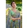 Tissue Silk Embroidered Designer Wear Plus Size Saree In Grey - 11129199057