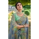 Tissue Silk Embroidered Designer Wear Saree In Grey - 11129199057
