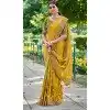Tissue Silk Embroidered Designer Wear Plus Size Saree In Mustard - 11129199058