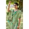 Tissue Silk Embroidered Designer Wear Plus Size Saree In Pista Green - 11129199059