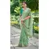 Tissue Silk Embroidered Designer Wear Plus Size Saree In Pista Green - 11129199059