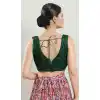 Green Designer Brocade Embroidery Work Readymade Festival Wear Blouse - 8171180871