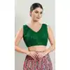 Green Designer Brocade Embroidery Work Readymade Festival Wear Blouse - 8171180871