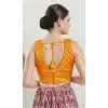 Mustard Designer Brocade Embroidery Work Readymade Festival Wear Blouse - 8171180873