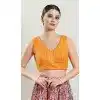 Mustard Designer Brocade Embroidery Work Readymade Festival Wear Blouse - 8171180873