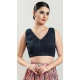 Navy Blue Designer Brocade Embroidery Work Readymade Festival Wear Blouse - 8171180874