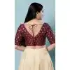 Maroon Brocade Jacquard Work Designer Function Wear Readymade Blouse - 8172180881