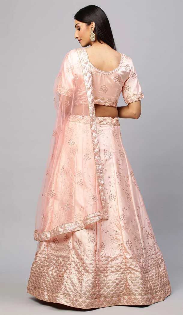 Designer Party Wear Satin Embroidery Work Women Lehenga Choli In Pink - 8177180910