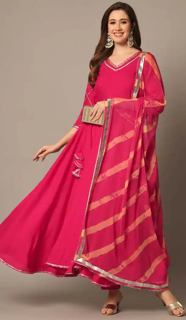 Embroidery Work Rayon Pink Party Wear Readymade Salwar Kameez - 8181180928