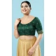 Designer Silk Embroidery Work Party Wear Readymade Blouse In Bottle Green - 8182180930