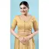 Designer Silk Embroidery Work Party Wear Readymade Blouse In Gold - 8182180931