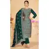 Green Blooming Vichitra Embroidery Work Party Wear Salwar Kameez - 8184180943