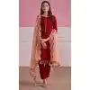 Chinnon Embroidery Work Festival Wear Heavy Salwar Suit In Maroon - 8185180945