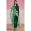 Chinnon Embroidery Work Festival Wear Heavy Salwar Suit In Green - 8185180946