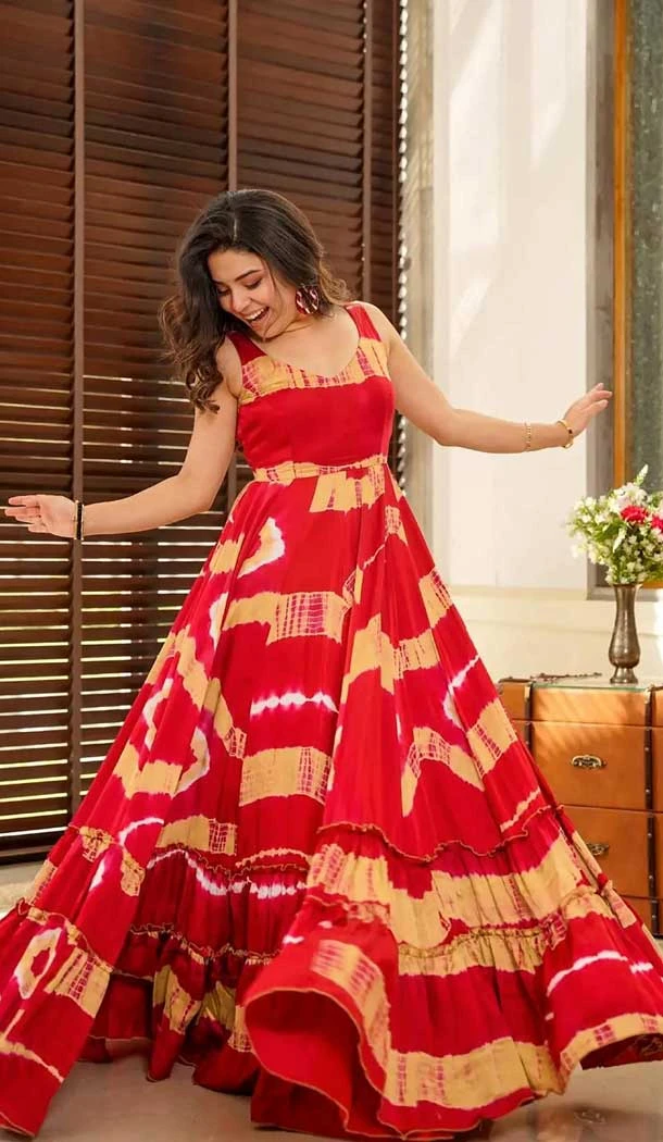 Red Heavy Rayon Digital Printed Party Wear Readymade Gown - 11167199363 Red Heavy Rayon Digital Printed Party Wear Readymade Gown - 11167199363
