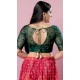Bottle Green Net Embroidery Work Designer Traditional Wear Readymade Blouse - 8197181020