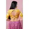 Yellow Silk Printed Work Designer Traditional Wear Readymade Blouse - 8197181025