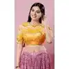 Yellow Silk Printed Work Designer Traditional Wear Readymade Blouse - 8197181025