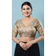 Silk With Sequins Work Function Wear Designer Readymade Blouse In Gold - 8208181084