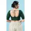 Bottle Green Jacquard Printed Work Party Wear Readymade Blouse - 8209181088