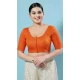 Orange Brocade Woven Work Party Wear Readymade Blouse - 8209181090