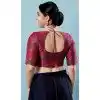 Maroon Brocade Printed Work Party Wear Readymade Blouse - 8209181092