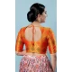 Mustard Brocade Printed Work Party Wear Readymade Blouse - 8209181093