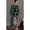 Velvet Embroidered Designer Pakistani Plus Size Salwar Kameez In Green - 11193199546