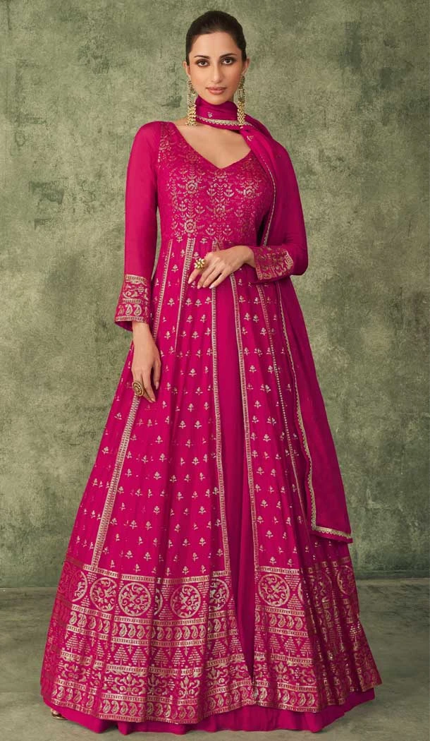 Designer Georgette Embroidery Work Party Wear Anarkali Salwar Suit In Pink - 8215181117