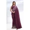 Wine Crepe Satin Silk Embroidery Work Party Wear Designer Saree - 8207181069